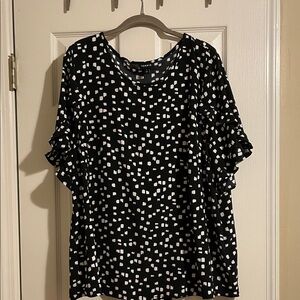 Torrid Black and White Geometric Blouse